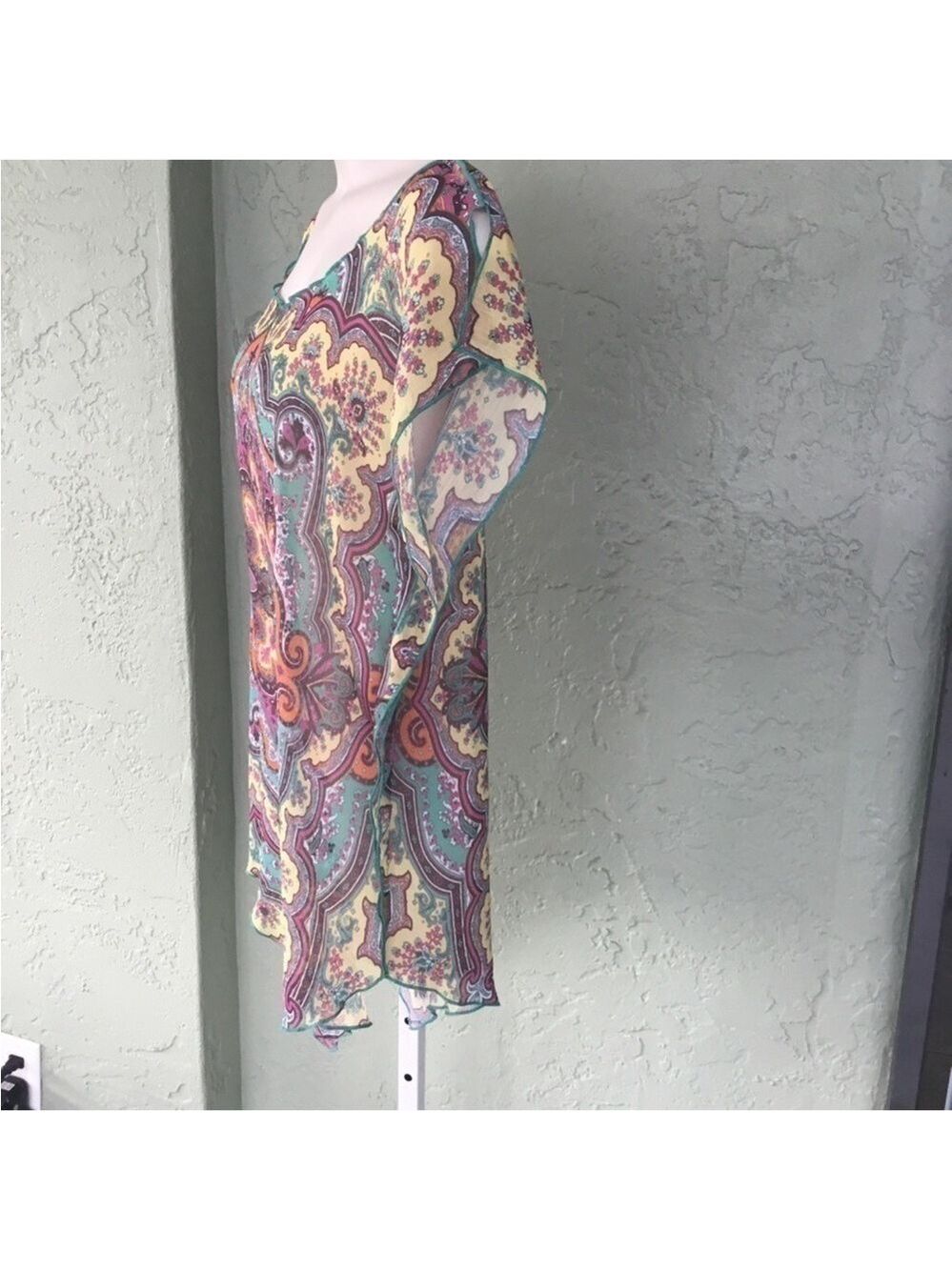 Becca by Rebecca Virtue Woman’s swimsuit coverup M/L Indian paisley print - Picture 3 of 14